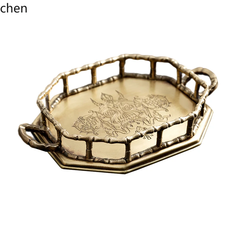 ZML home carving luxury high-end display tray brass coffee table dining table retro aromatherapy tray
ZML home carving luxury high-end display tray brass coffee table dining table retro aromatherapy tray