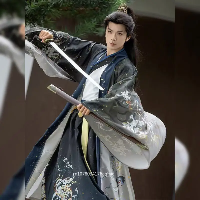 Wei And Jin Dynasty Hanfu Men Women Traditional Chinese Clothing Blue Printing Large Sleeve Long Robe Beach Party Cosplay Suits
Wei And Jin Dynasty Hanfu Men Women Traditional Chinese Clothing Blue Printing Large Sleeve Long Robe Beach Party Cosplay Suits