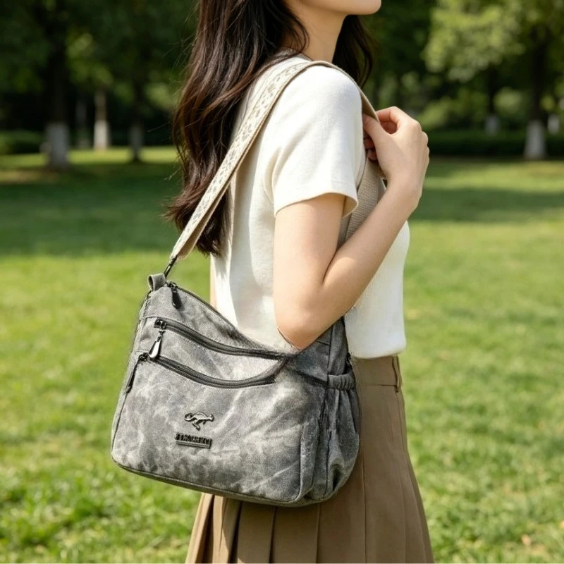 Fashion Washed Retro Crossbody Purse with Bohemian Wide Strap Multi-Zipper Pockets Large Capacity Tote Bag Casual Shoulder Bag
Fashion Washed Retro Crossbody Purse with Bohemian Wide Strap Multi-Zipper Pockets Large Capacity Tote Bag Casual Shoulder Bag