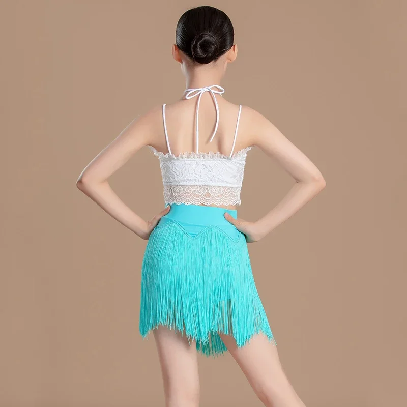 Одежда для латинских танцев для девочек, модные костюмы для соревнований по латинским танцам, белый топ для латинских танцев, юбки с бахромой, детские платья
Одежда для латинских танцев для девочек, модные костюмы для соревнований по латинским танцам, белый топ для латинских танцев, юбки с бахромой, детские платья