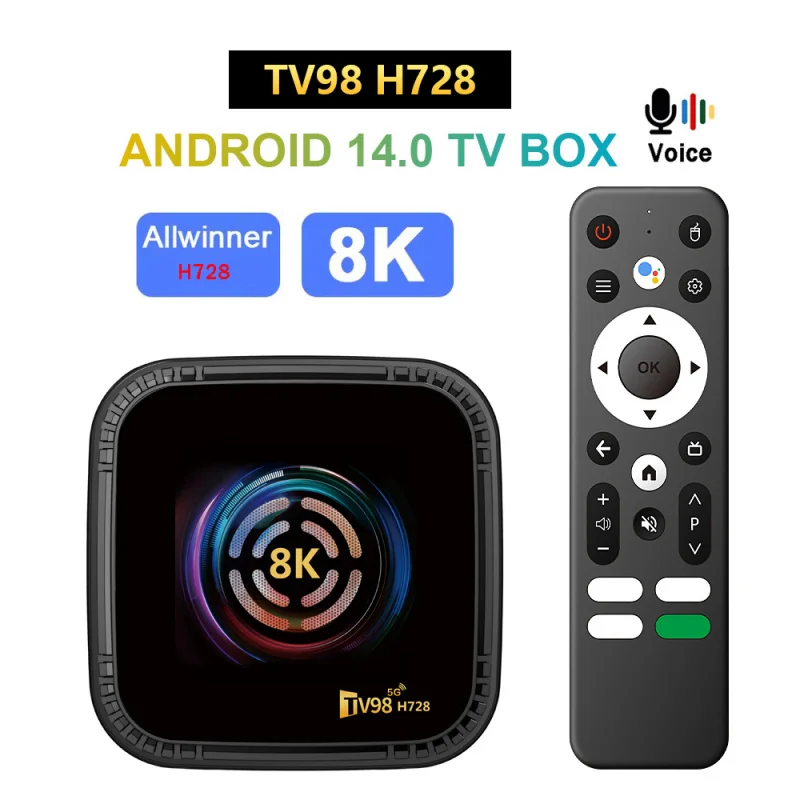 TV98 H728 TV Box Android 14 TV Box Allwinner H728 Support 8K 4G 5G WiFi BT 5.0 HD 4K 8K 4GB 64GB Voice remote iptv PK Transpeed
TV98 H728 TV Box Android 14 TV Box Allwinner H728 Support 8K 4G 5G WiFi BT 5.0 HD 4K 8K 4GB 64GB Voice remote iptv PK Transpeed