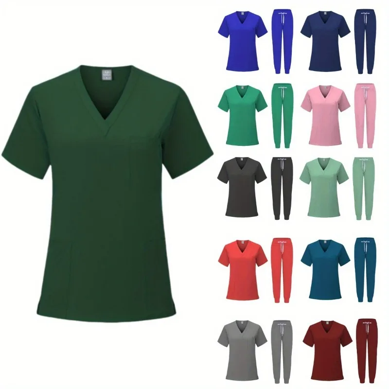 Women's Pet Hospital Beauty Salon Uniform 2-piece Set V-neck Short Sleeved Vest Work Clothes Beauty Salon Nurse Set
Women's Pet Hospital Beauty Salon Uniform 2-piece Set V-neck Short Sleeved Vest Work Clothes Beauty Salon Nurse Set