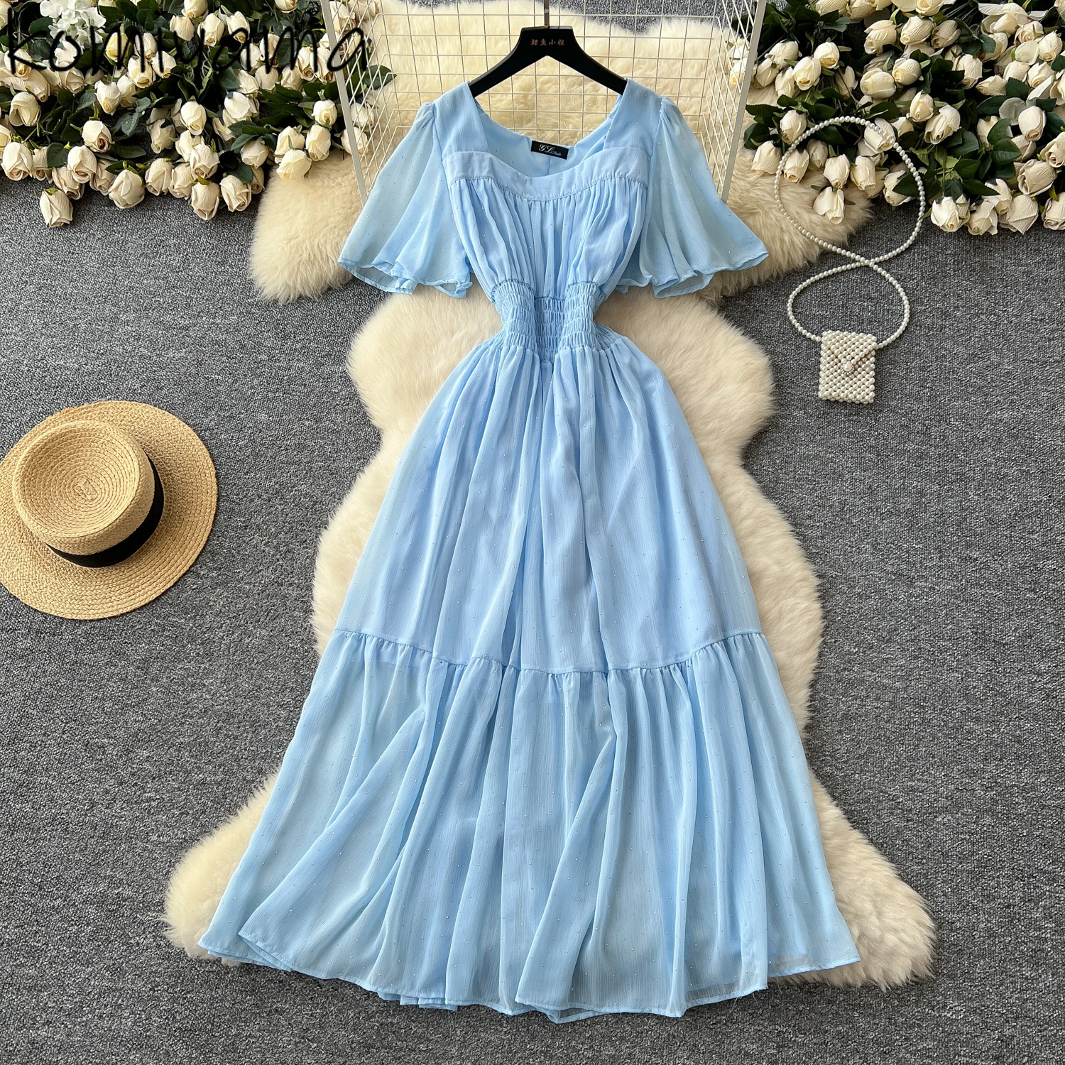 Flying Short Sleeve 2025 Vestidos Tunic Diamonds Dress Square Collar Dresses Temperament Pleated Ropa De Mujer Summer Vestido
Flying Short Sleeve 2025 Vestidos Tunic Diamonds Dress Square Collar Dresses Temperament Pleated Ropa De Mujer Summer Vestido