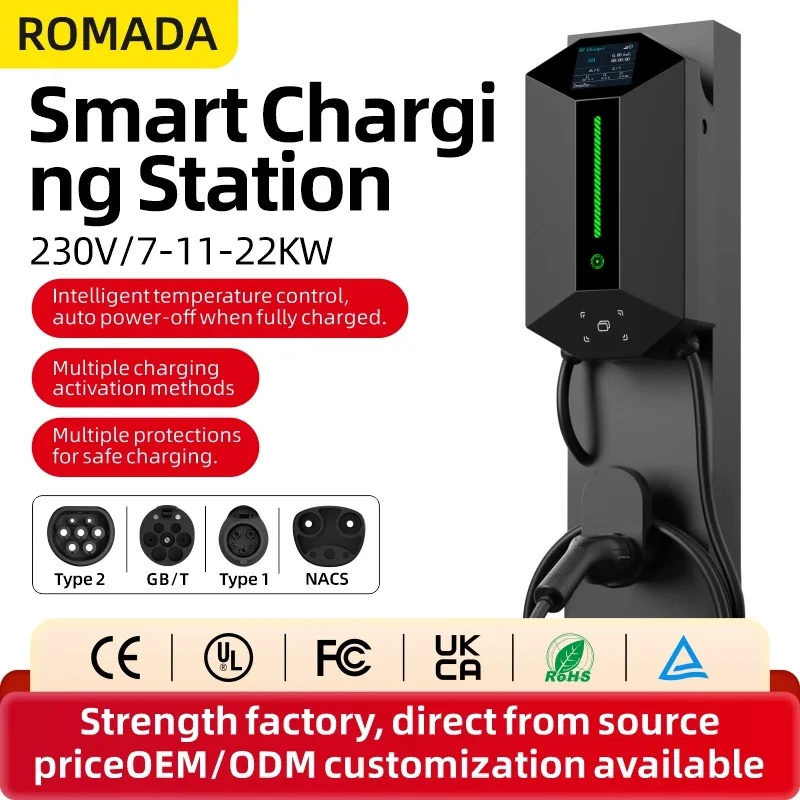 ROMADA AC 7KW 11KW 22KW EV Charging Station 32A 16A Type2/GBT 20234 Wallbox with APP Bluetooth RFID Card Control For
ROMADA AC 7KW 11KW 22KW EV Charging Station 32A 16A Type2/GBT 20234 Wallbox with APP Bluetooth RFID Card Control For