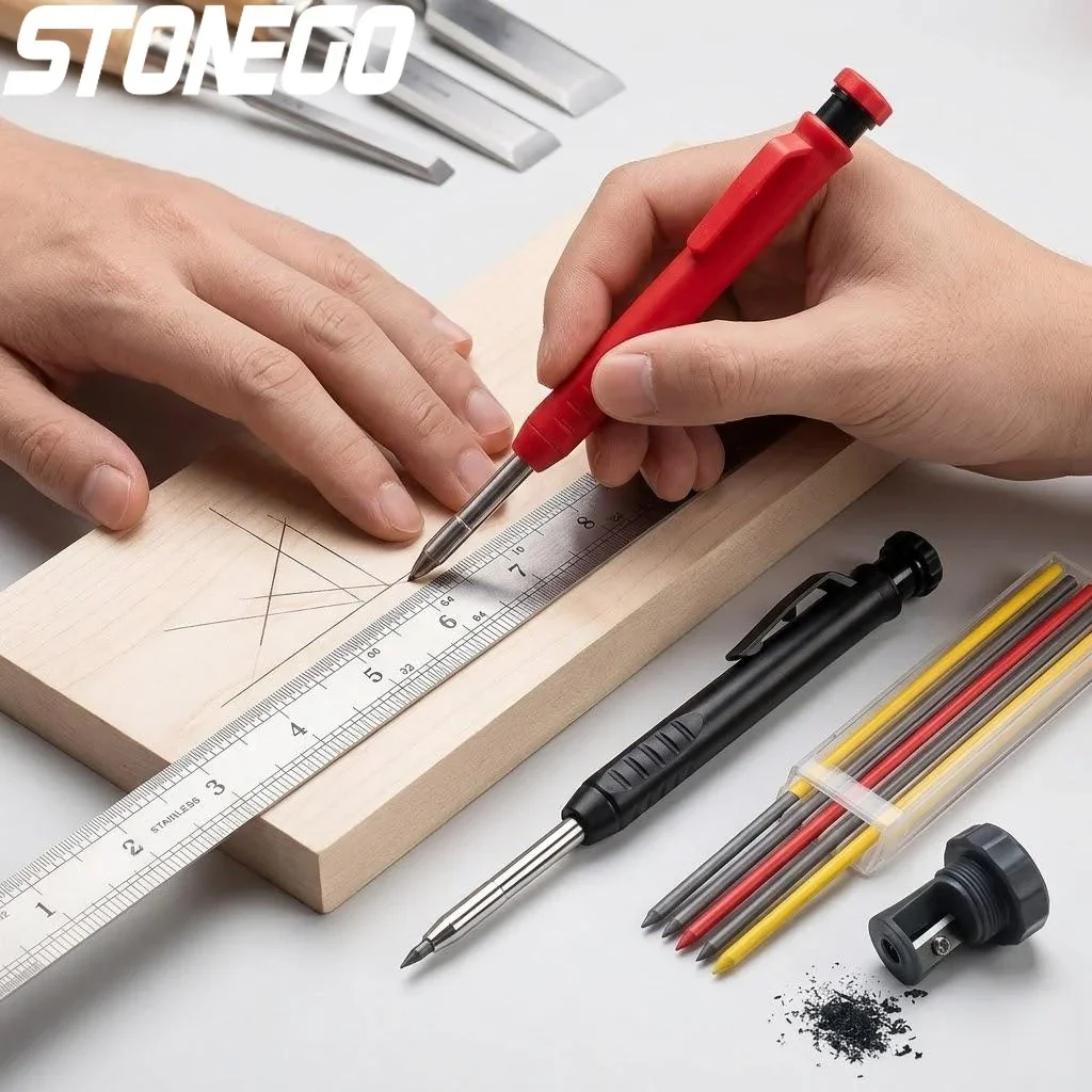 STONEGO 1SET Solid Carpenter Pencil Set with 6 Refills Built-in Sharpener Professional Mechanical Marking Pencil for Construction Architect Woodworking Scriber Tool
STONEGO 1SET Solid Carpenter Pencil Set with 6 Refills Built-in Sharpener Professional Mechanical Marking Pencil for Construction Architect Woodworking Scriber Tool