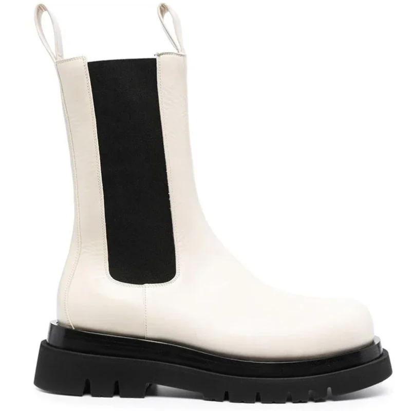 Round Toe Black/White Genuine Leather Men's Boots Korean Type Fashion Boots Men Thick Sole Motorcycle/Runway Shoes for Man
Round Toe Black/White Genuine Leather Men's Boots Korean Type Fashion Boots Men Thick Sole Motorcycle/Runway Shoes for Man