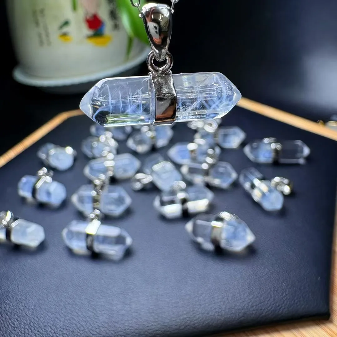 1Pc Natural Blue Needle Rutilated Quartz Pendant 925 Sterling Silver Double Point Crystal Pyramid Feather Angel Rutilated Gift
1Pc Natural Blue Needle Rutilated Quartz Pendant 925 Sterling Silver Double Point Crystal Pyramid Feather Angel Rutilated Gift