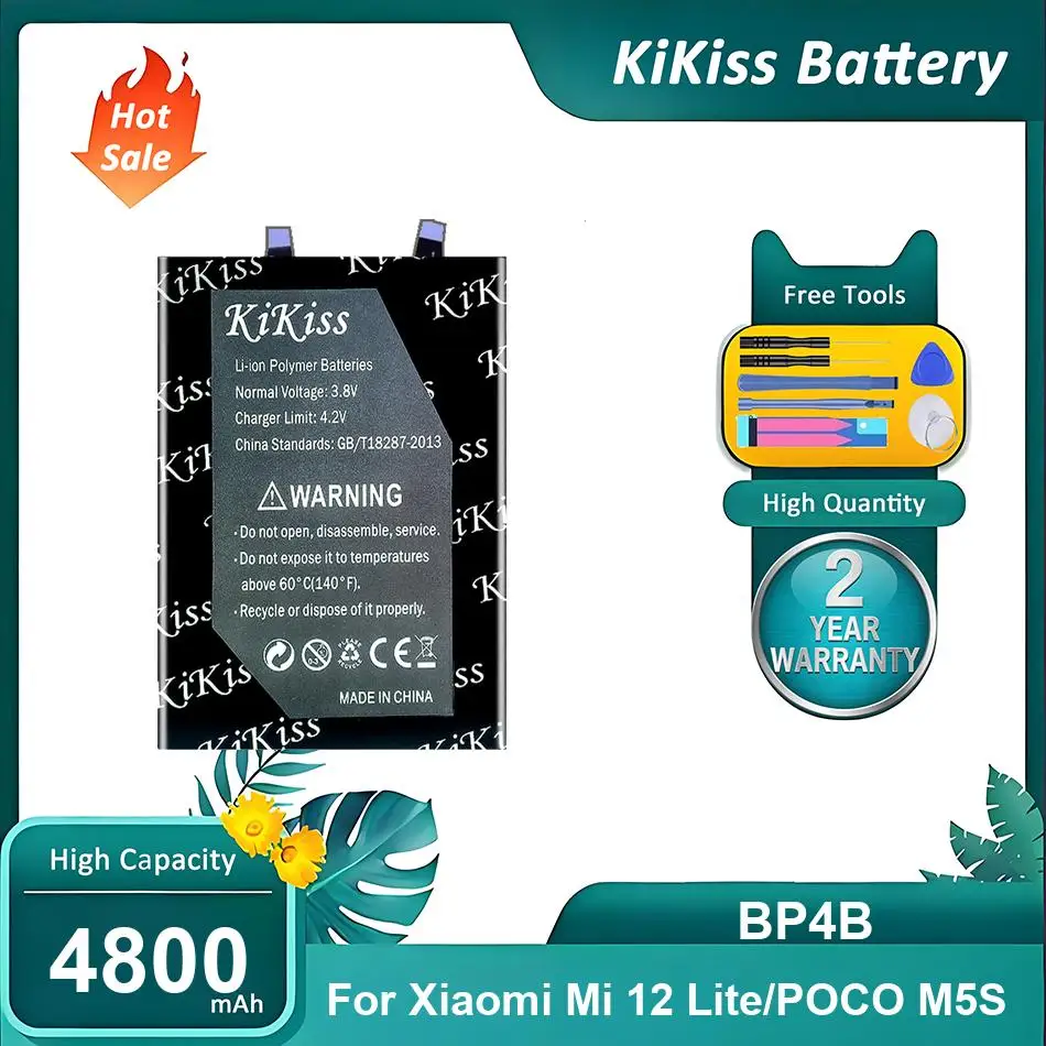 KiKiss Battery For Xiaomi Mi 12 Lite/POCO M5S,BP4B,4800mAh
KiKiss Battery For Xiaomi Mi 12 Lite/POCO M5S,BP4B,4800mAh