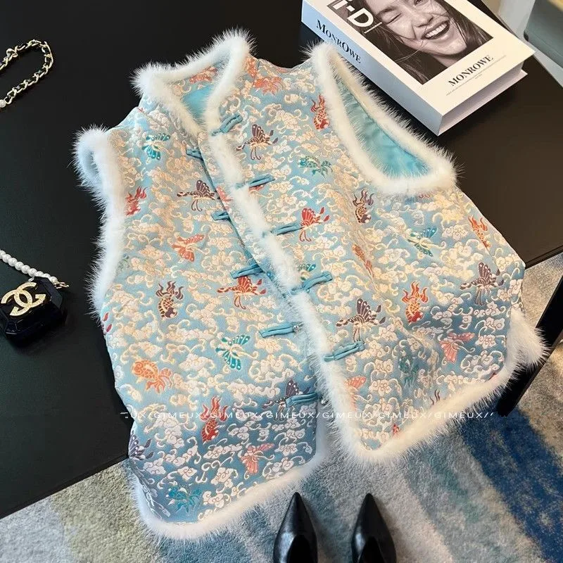 Chinese Embroidered Waistcoat for Women, Female Vintage Vest, Cotton-Padded, Delicate Lady, New, Autumn, Winter, 2026
Chinese Embroidered Waistcoat for Women, Female Vintage Vest, Cotton-Padded, Delicate Lady, New, Autumn, Winter, 2026