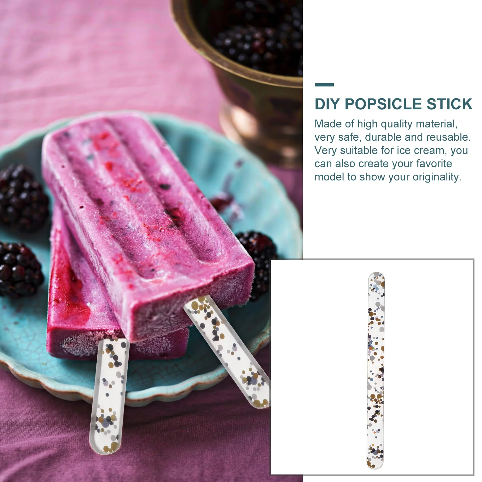 50Pcs Acrylic Ice Cream Sticks Professional DIY Popsicle Sticks Smooth Non-Stick Reusable Craft Supplies for Ice Cream Making
50Pcs Acrylic Ice Cream Sticks Professional DIY Popsicle Sticks Smooth Non-Stick Reusable Craft Supplies for Ice Cream Making
