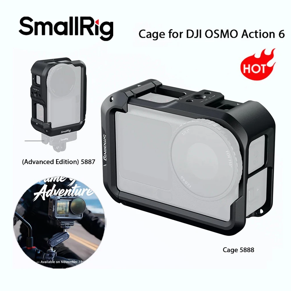 SmallRig OSMO Action 6 Cage for DJI OSMO Action 6 Advanced Edition with Silicone Lens Cover Wrist Strap w Cold Shoe Mount
SmallRig OSMO Action 6 Cage for DJI OSMO Action 6 Advanced Edition with Silicone Lens Cover Wrist Strap w Cold Shoe Mount