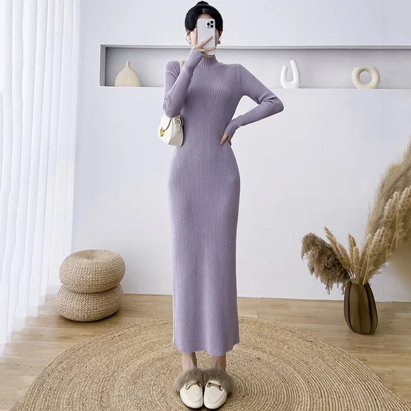 New Women Long Sleeve Sweater Dress Autumn Winter Fashion Half High Collar Hip Wrap Slim Knitted Dress Sexy Overlength Sweater
New Women Long Sleeve Sweater Dress Autumn Winter Fashion Half High Collar Hip Wrap Slim Knitted Dress Sexy Overlength Sweater