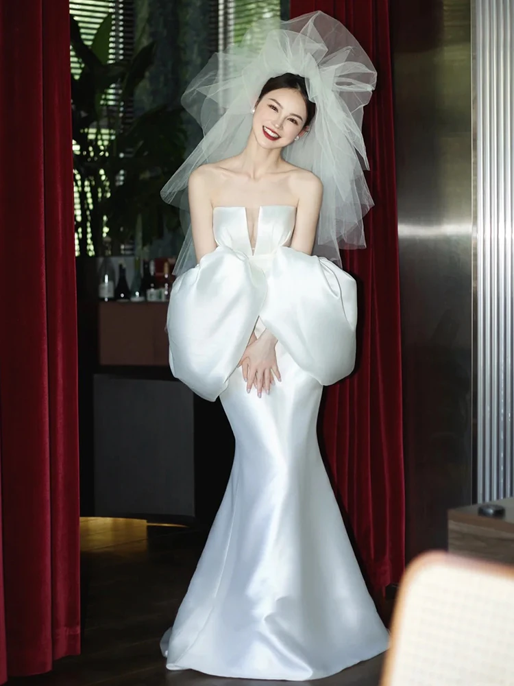 Satin Wedding Dr Strapl Slim Fit Fi Tail Gown White Vintage Outdoor Travel Photoaphy Welcome Guest Dr
Satin Wedding Dr Strapl Slim Fit Fi Tail Gown White Vintage Outdoor Travel Photoaphy Welcome Guest Dr