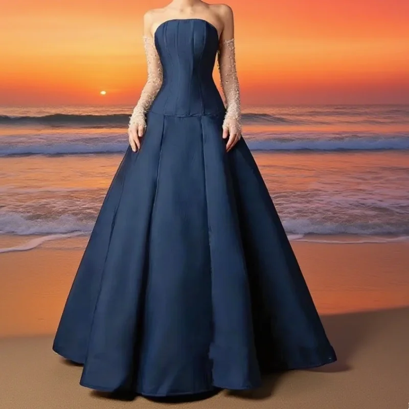 Elegant Strapless Evening Dresses Charming Prom Dress Exquisite Boat Neck Party Gown Customized
Elegant Strapless Evening Dresses Charming Prom Dress Exquisite Boat Neck Party Gown Customized