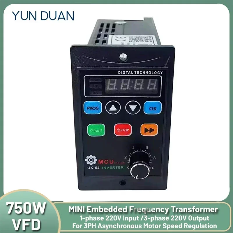 Mini Inverter Embedded VFD 750W Frequency Changer 1HP Frequency Transformer for 3PH Asynchronous Motor Speed Regulation
Mini Inverter Embedded VFD 750W Frequency Changer 1HP Frequency Transformer for 3PH Asynchronous Motor Speed Regulation
