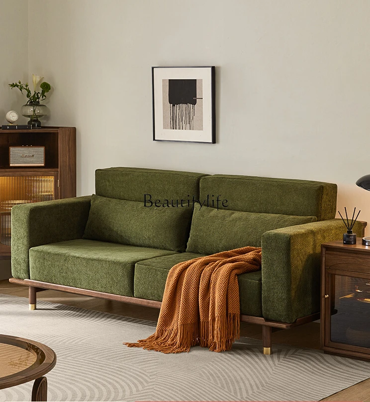 Nordic Fabric Sofa Retro Solid Wood Three-Seat Modern Minimalist Black Walnut Wooden Furniture
Nordic Fabric Sofa Retro Solid Wood Three-Seat Modern Minimalist Black Walnut Wooden Furniture