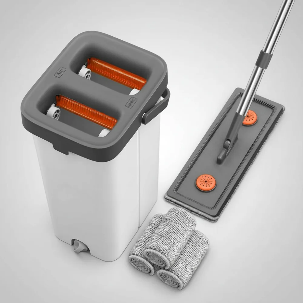 Hands-Free Flat Mop and Bucket Set with Wringer, 360° Rotatable Head for Floor and Window Cleaning, Includes 3 Microfiber Pads
Hands-Free Flat Mop and Bucket Set with Wringer, 360° Rotatable Head for Floor and Window Cleaning, Includes 3 Microfiber Pads