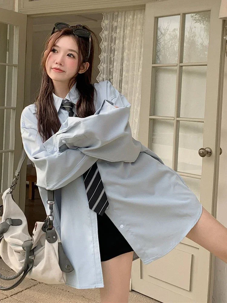 Preppy Style Tie Shirts Women Vintage Long Sleeve Casual Korean Blouse Spring New Loose Solid Simple Female Vintage Tops
Preppy Style Tie Shirts Women Vintage Long Sleeve Casual Korean Blouse Spring New Loose Solid Simple Female Vintage Tops