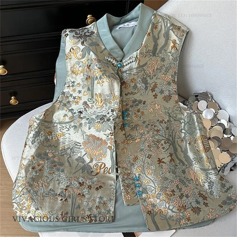 New Chinese Style Women's Tang Clothes Vest Jacket Sexy Qipao Tops Coat Vintage Jacquard Mandarin Collar Cheongsam Waistcoat
New Chinese Style Women's Tang Clothes Vest Jacket Sexy Qipao Tops Coat Vintage Jacquard Mandarin Collar Cheongsam Waistcoat