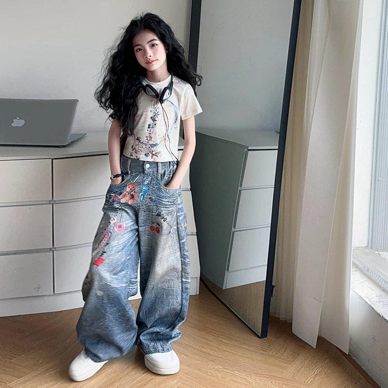 Tween Girls Two Pieces Suits Girls Short Sleeve T-Shirt And Long Paints Sets Sweetheart Summer Suit T-Shirt & Denim Size 4-14Y
Tween Girls Two Pieces Suits Girls Short Sleeve T-Shirt And Long Paints Sets Sweetheart Summer Suit T-Shirt & Denim Size 4-14Y