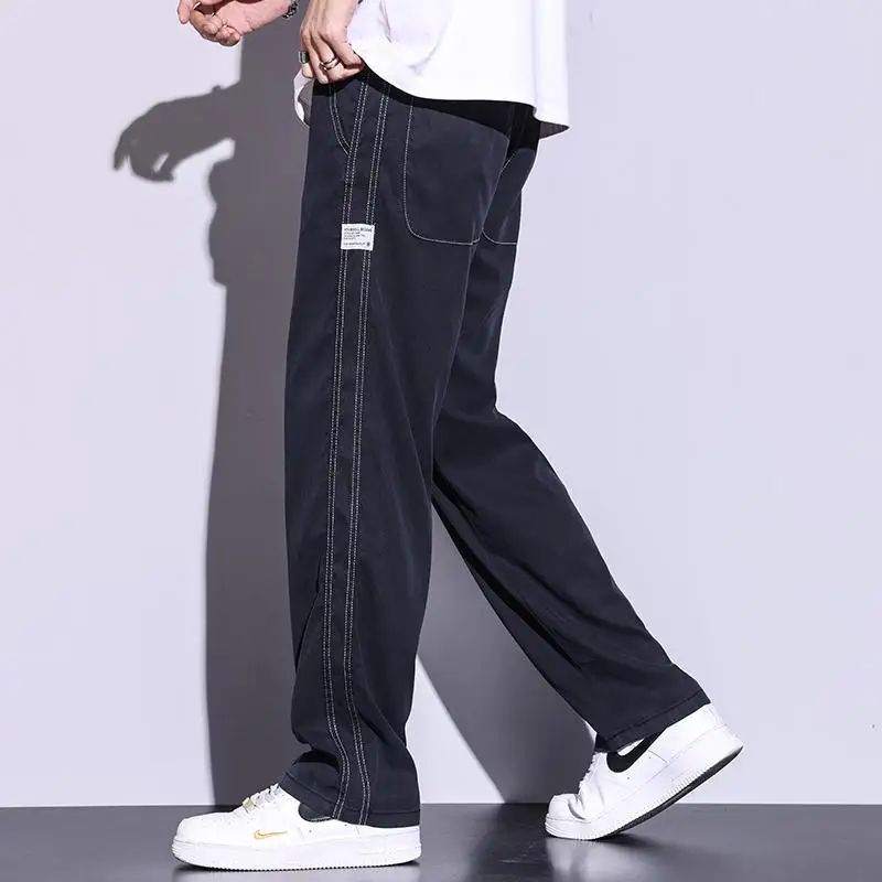 Summer Thin Ice Silk Casual Pants Men's Straight Loose Drapey Waisand Wide Leg Jeans Big Crotch Denim Pants Summer
Summer Thin Ice Silk Casual Pants Men's Straight Loose Drapey Waisand Wide Leg Jeans Big Crotch Denim Pants Summer