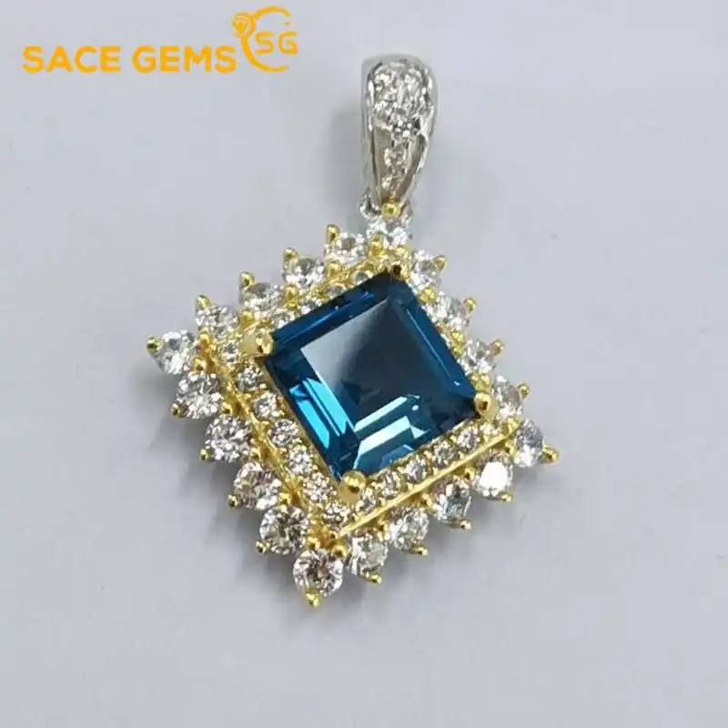 SACE GEMS Luxury 925 Sterling Silver 7*7MM Natual London Blue Topaz Pendant Necklace for Women Cocktail Party Fine Jewelry Gift
SACE GEMS Luxury 925 Sterling Silver 7*7MM Natual London Blue Topaz Pendant Necklace for Women Cocktail Party Fine Jewelry Gift