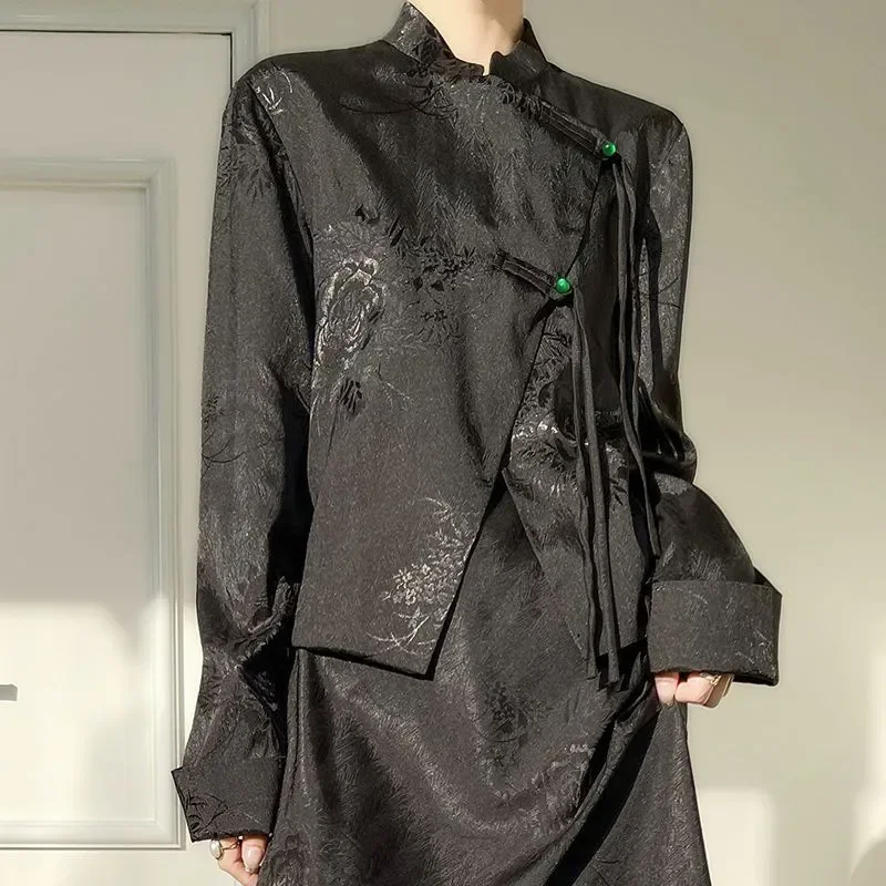 Women New Chinese Style Satin Blazer Asymmetric Frog Button Long Sleeve Slim Coat For Petite Figure
Women New Chinese Style Satin Blazer Asymmetric Frog Button Long Sleeve Slim Coat For Petite Figure