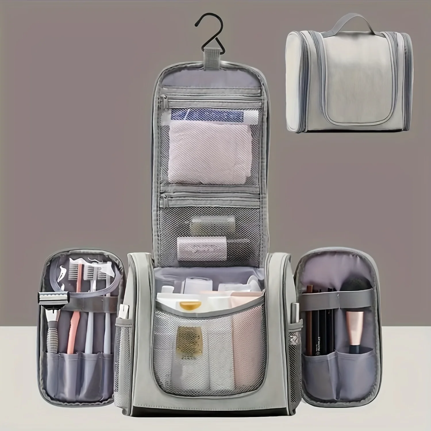 1pc Premium Durable Hanging Toiletry Bag - Waterproof PU Leather, Foldable & Wet/Dry Separated - Stylish Travel Cosmetic Organiz
1pc Premium Durable Hanging Toiletry Bag - Waterproof PU Leather, Foldable & Wet/Dry Separated - Stylish Travel Cosmetic Organiz