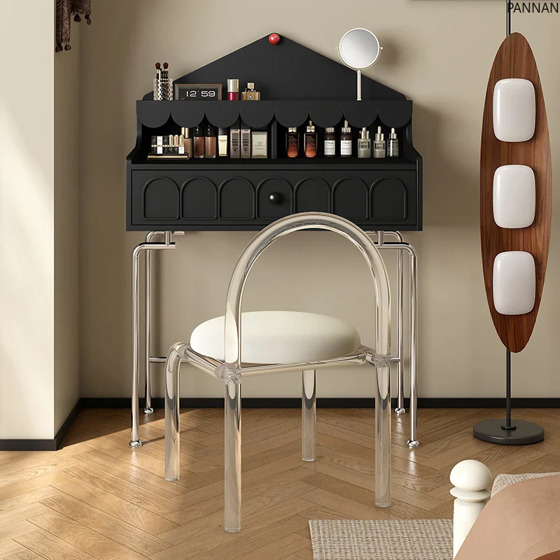 French light luxury black solid wood dresser bedroom simple modern small apartment makeup table
French light luxury black solid wood dresser bedroom simple modern small apartment makeup table