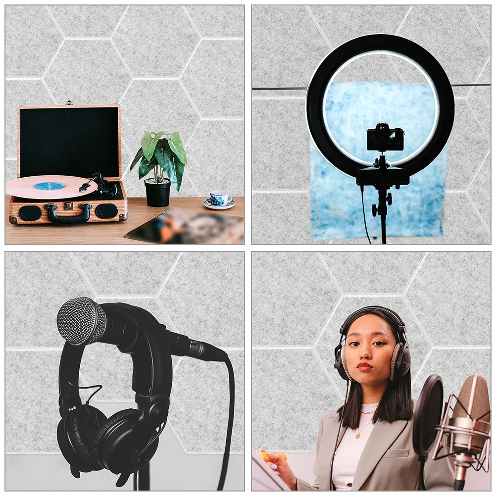 10pcs Hexagon Corner Soundproof Panels Acoustic Wall Insulation Material Noise Reduction Polyester Fiber Gray Color
10pcs Hexagon Corner Soundproof Panels Acoustic Wall Insulation Material Noise Reduction Polyester Fiber Gray Color