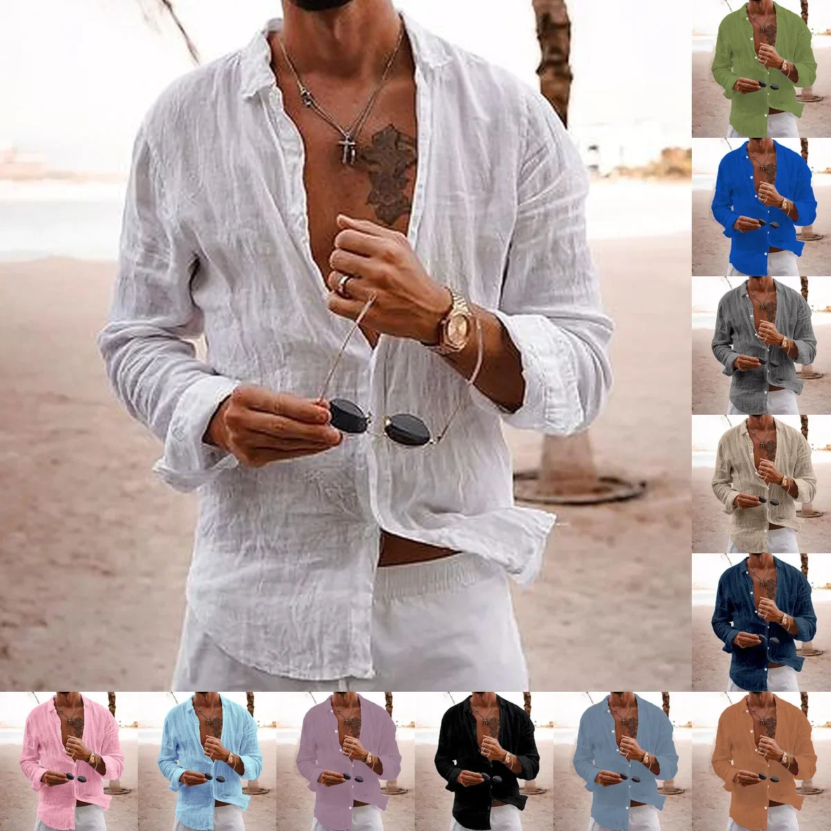 Supply Shirt Men's New Solid Color Loose Single-breasted Lapel Cotton and Linen Long-sleeved Top Shirt
Supply Shirt Men's New Solid Color Loose Single-breasted Lapel Cotton and Linen Long-sleeved Top Shirt