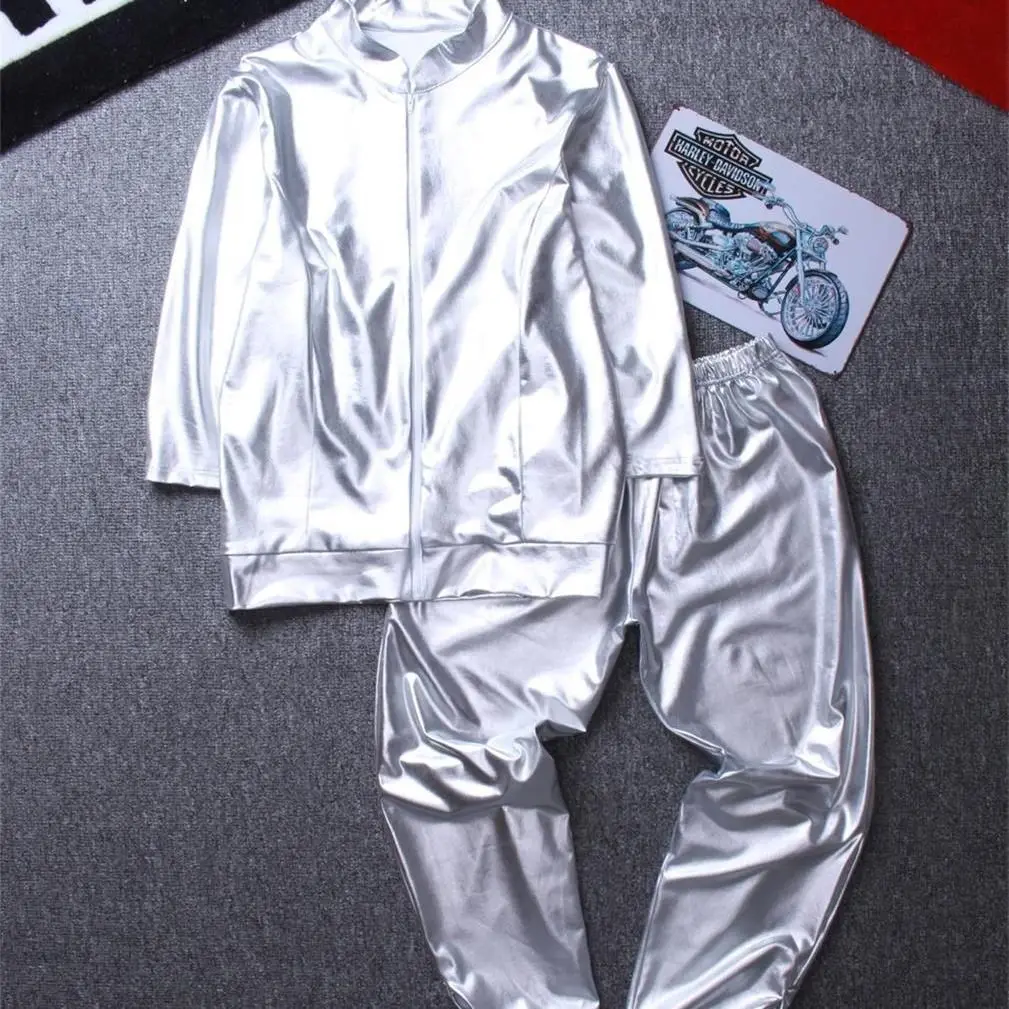 Men's Sportswear Set Fitn Clothes Silver Color 9/4 Pants Long Sve Top And Jaet Two-Piece Set for Young Men
Men's Sportswear Set Fitn Clothes Silver Color 9/4 Pants Long Sve Top And Jaet Two-Piece Set for Young Men
