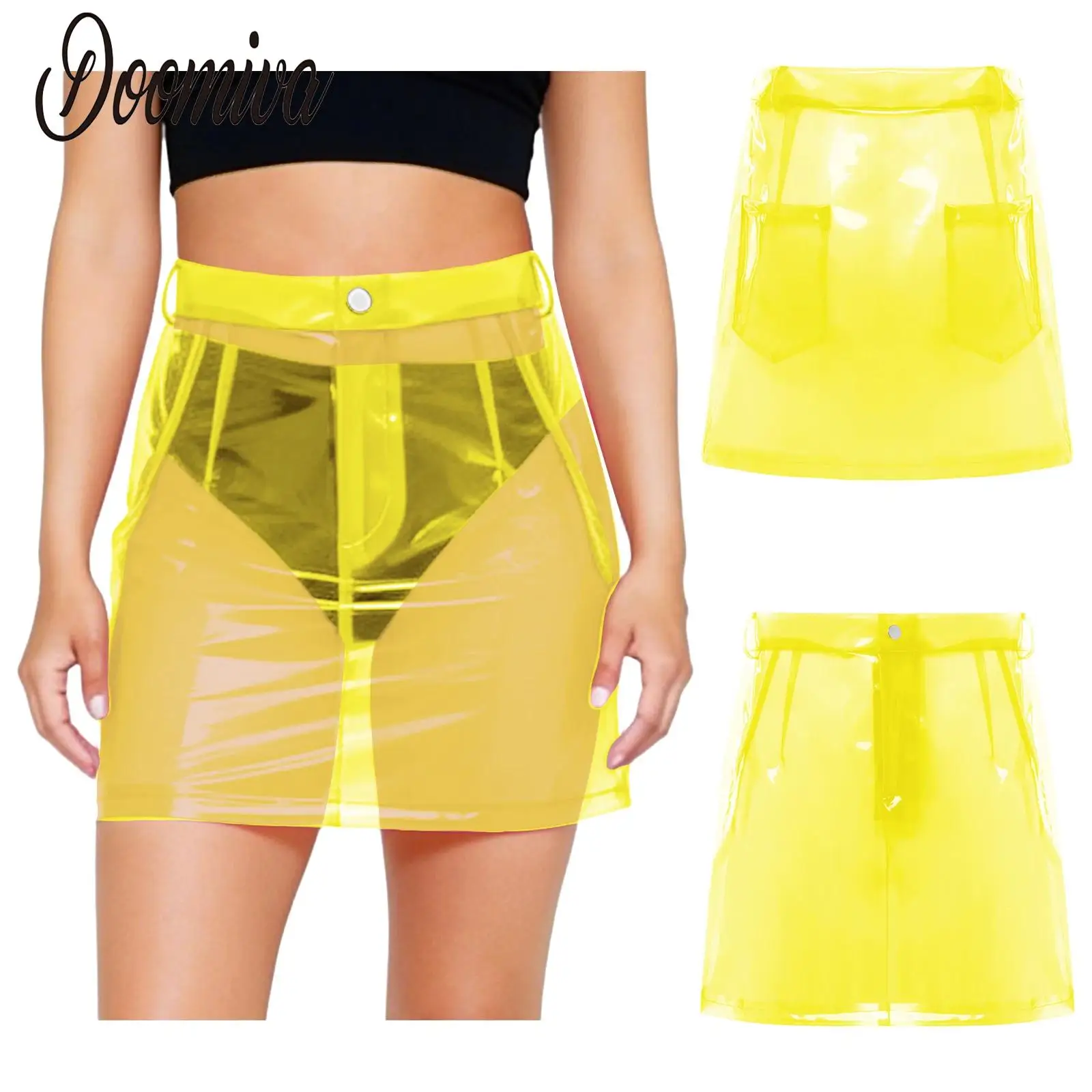 Women Transparent PVC Miniskirts High Waist Bodycon Pencil Skirt With Pockets See Through Cover Up Skirts for Beachwear Clubwear
Women Transparent PVC Miniskirts High Waist Bodycon Pencil Skirt With Pockets See Through Cover Up Skirts for Beachwear Clubwear