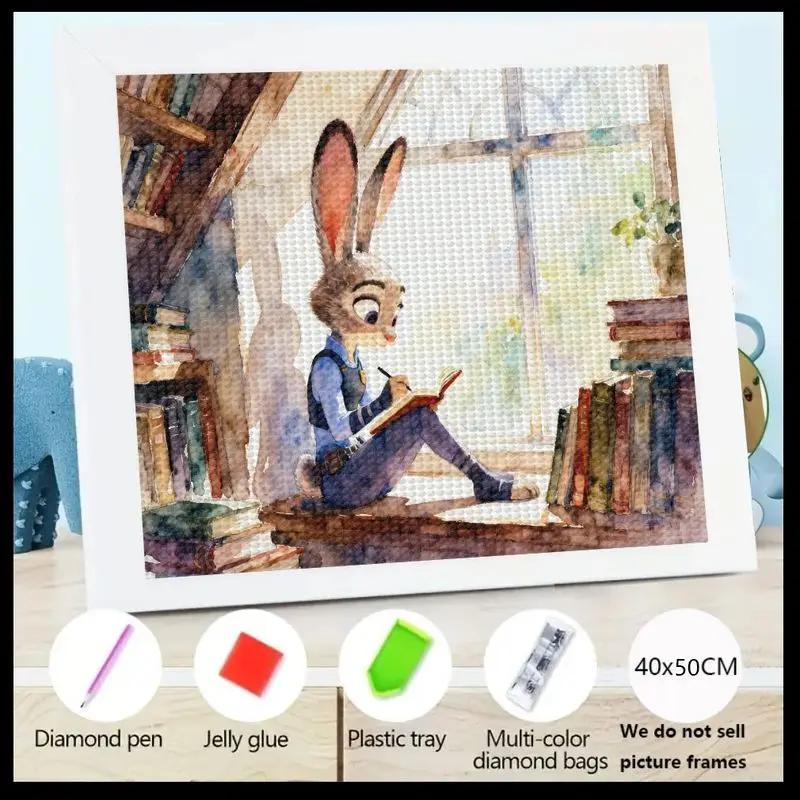1 шт., хит продаж, 5D DIY, полный дрель, набор для алмазной живописи, Zootopia Judy Hopps Reading Rabbit by Window, уютная библиотека, сцена, животное 
1 шт., хит продаж, 5D DIY, полный дрель, набор для алмазной живописи, Zootopia Judy Hopps Reading Rabbit by Window, уютная библиотека, сцена, животное