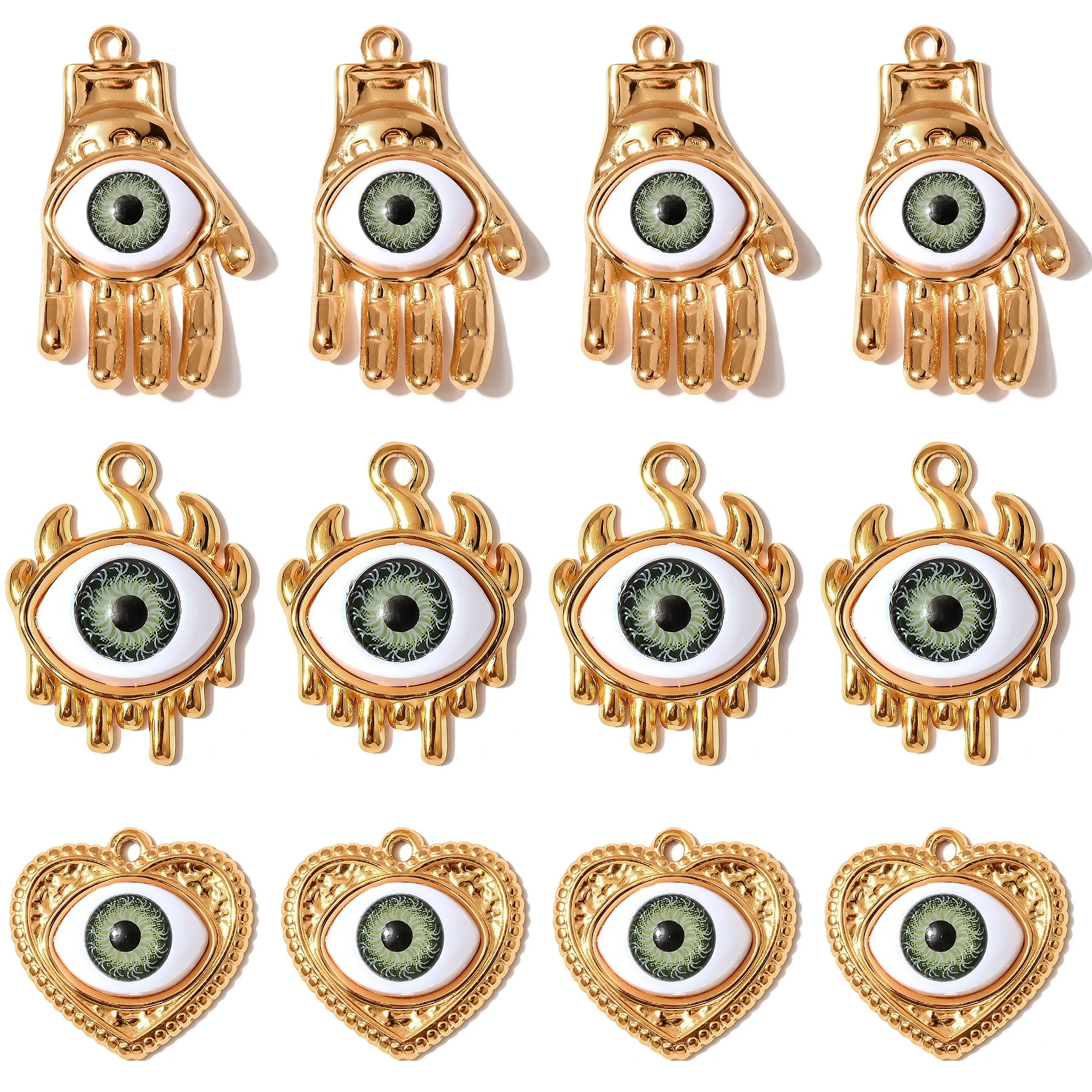10Pcs Gold Plated Stainless Steel Pendant Hand Heart Charm Enamel Evil Eye Accessories for DIY Necklace Jewelry Making Findings
10Pcs Gold Plated Stainless Steel Pendant Hand Heart Charm Enamel Evil Eye Accessories for DIY Necklace Jewelry Making Findings