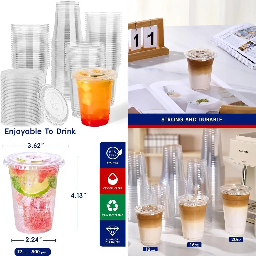 12 oz Crystal Clear PET Disposable Cups with Lids, 500 Pack for Beverages, Ideal for Parties, Weddings, and Daily Use
12 oz Crystal Clear PET Disposable Cups with Lids, 500 Pack for Beverages, Ideal for Parties, Weddings, and Daily Use
