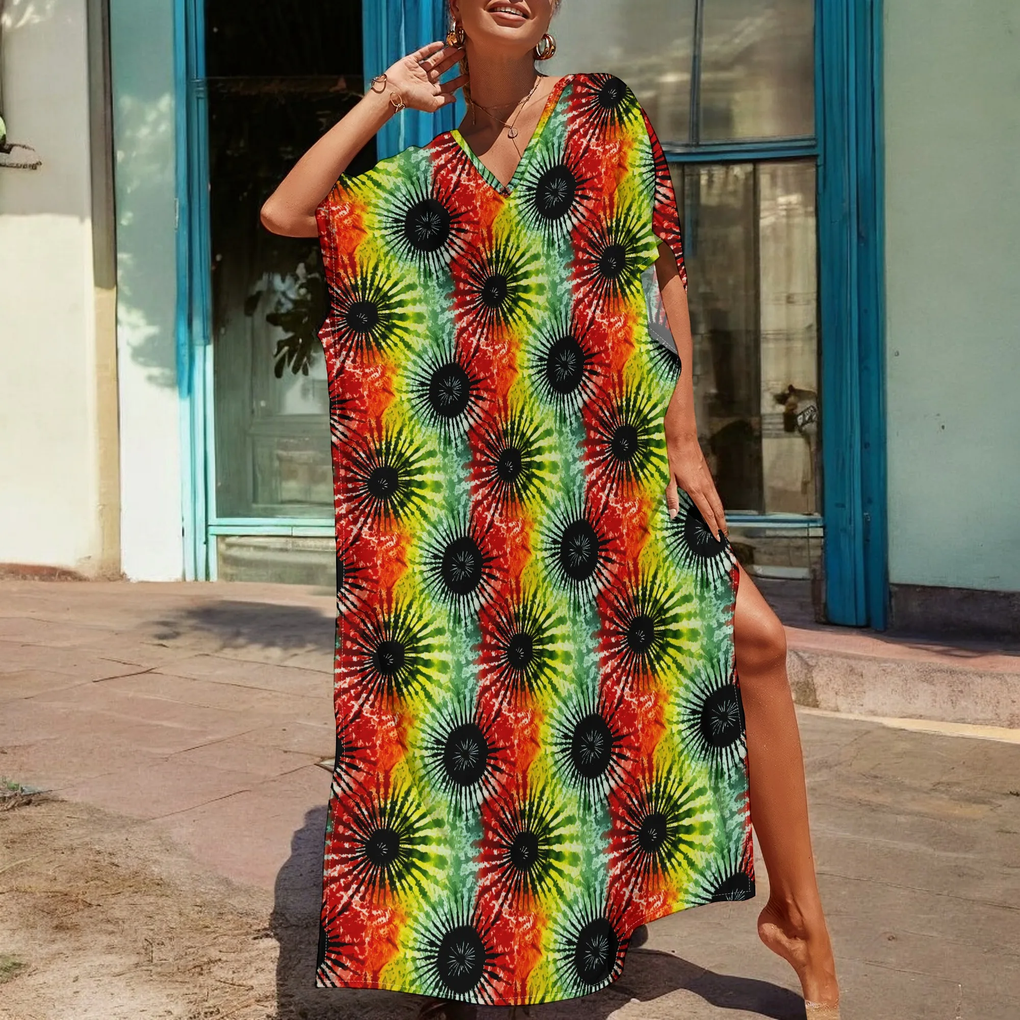 Rasta Tie-Dye Print Kaftan Dress Red Green Yellow Maxi Robe S-3XL for Summer Party or Festival
Rasta Tie-Dye Print Kaftan Dress Red Green Yellow Maxi Robe S-3XL for Summer Party or Festival