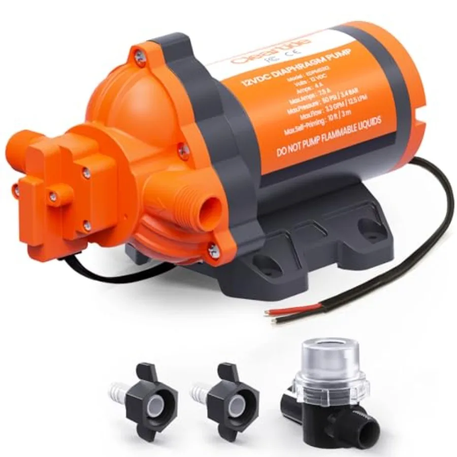 RV/Camper/Marine/Outdoor water pressure booster pump, stainless steel housing, black, self-priming 10FT with dry-run protection
RV/Camper/Marine/Outdoor water pressure booster pump, stainless steel housing, black, self-priming 10FT with dry-run protection