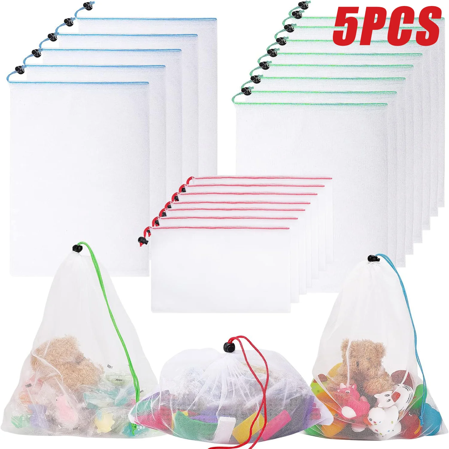 1/5Pcs Colorful Reusable Fruit Vegetable Bags Net Bag Produce Washable Mesh Bags Kitchen Storage Bags Toys Grocery Shopping Bag
1/5Pcs Colorful Reusable Fruit Vegetable Bags Net Bag Produce Washable Mesh Bags Kitchen Storage Bags Toys Grocery Shopping Bag