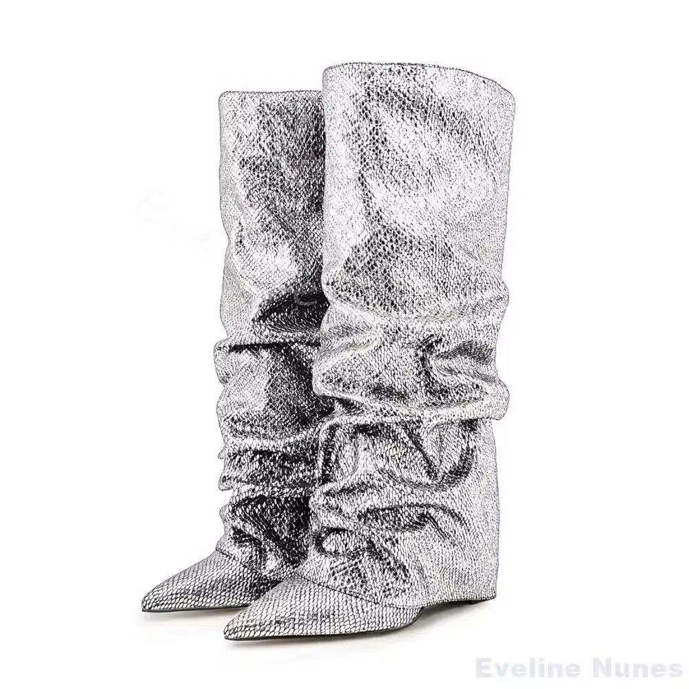 Shiny Pleated Performance Boots Women Pointed Toe Stiletto Heel Slip On Trouser Boots 2025 New Catwalk Party Knee High Boots
Shiny Pleated Performance Boots Women Pointed Toe Stiletto Heel Slip On Trouser Boots 2025 New Catwalk Party Knee High Boots