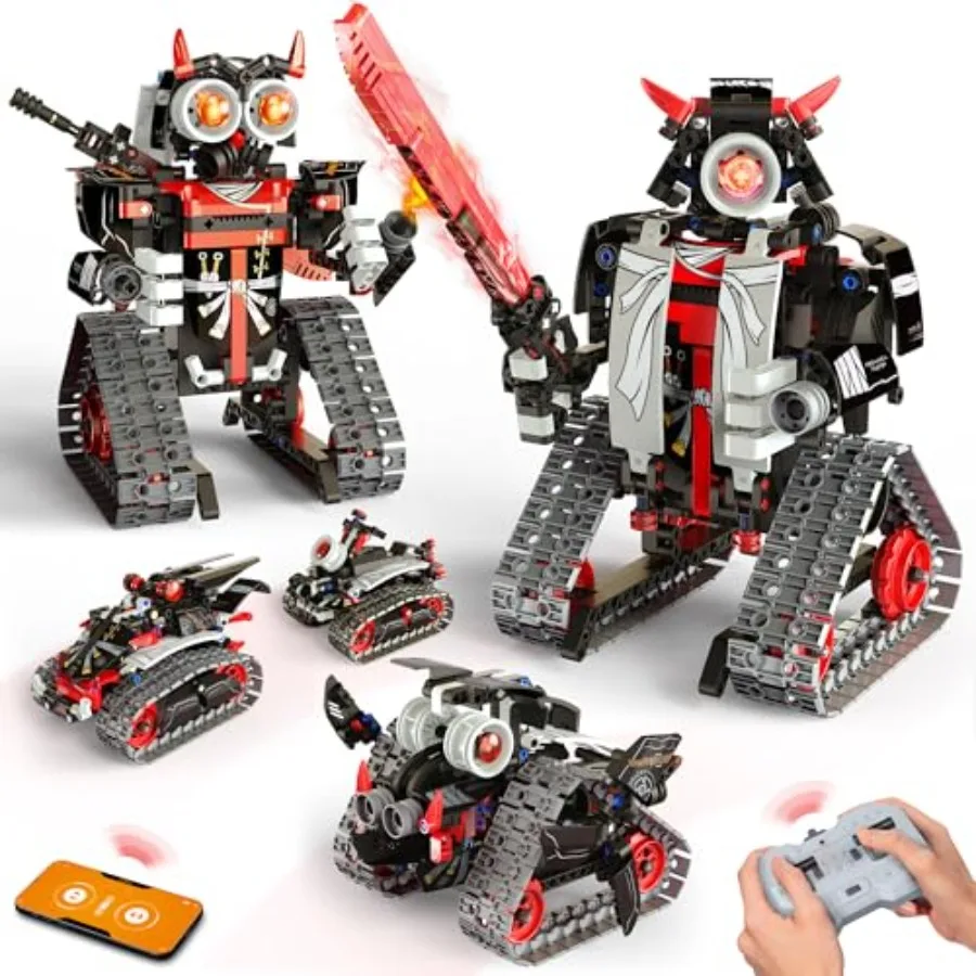 STEM RC robot building kit for education: 443-piece samurai/ninja blocks in red-black color APP and remote control durable ABS
STEM RC robot building kit for education: 443-piece samurai/ninja blocks in red-black color APP and remote control durable ABS