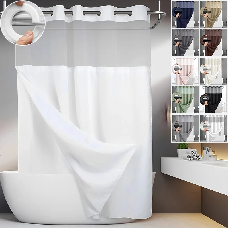 Hookless Shower Curtain Doublelayer with Detachable Lining Waterproof Washable Partition Curtain Bathroom Decor Multiple Color
Hookless Shower Curtain Doublelayer with Detachable Lining Waterproof Washable Partition Curtain Bathroom Decor Multiple Color