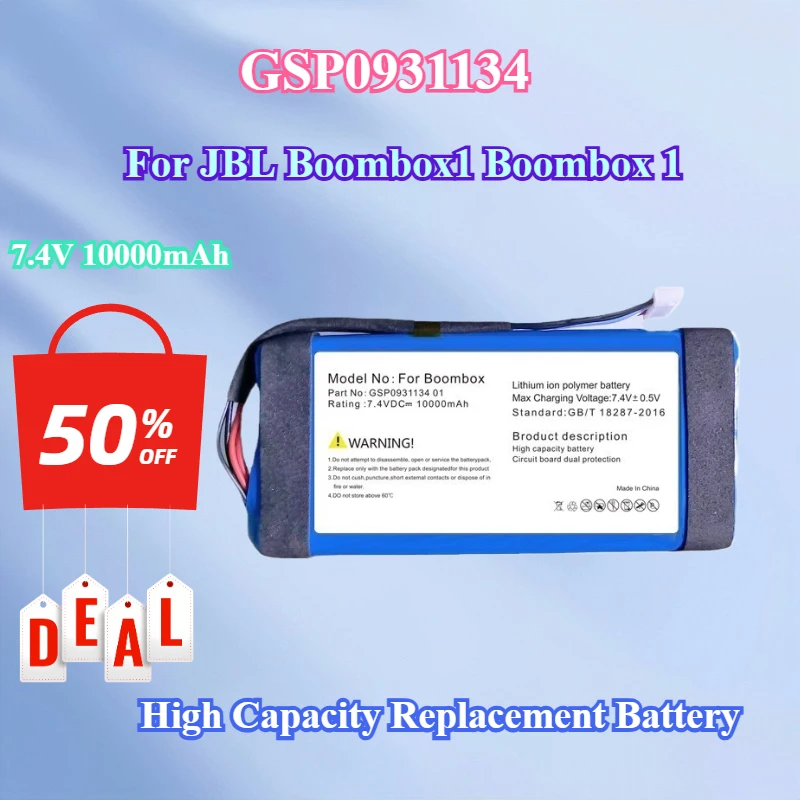 Сменный аккумулятор большой емкости GSP0931134 01 7,4 В 10000 мАч для JBL Boombox1 Boombox2 Boombox3 Bluetooth уличный динамик
Сменный аккумулятор большой емкости GSP0931134 01 7,4 В 10000 мАч для JBL Boombox1 Boombox2 Boombox3 Bluetooth уличный динамик