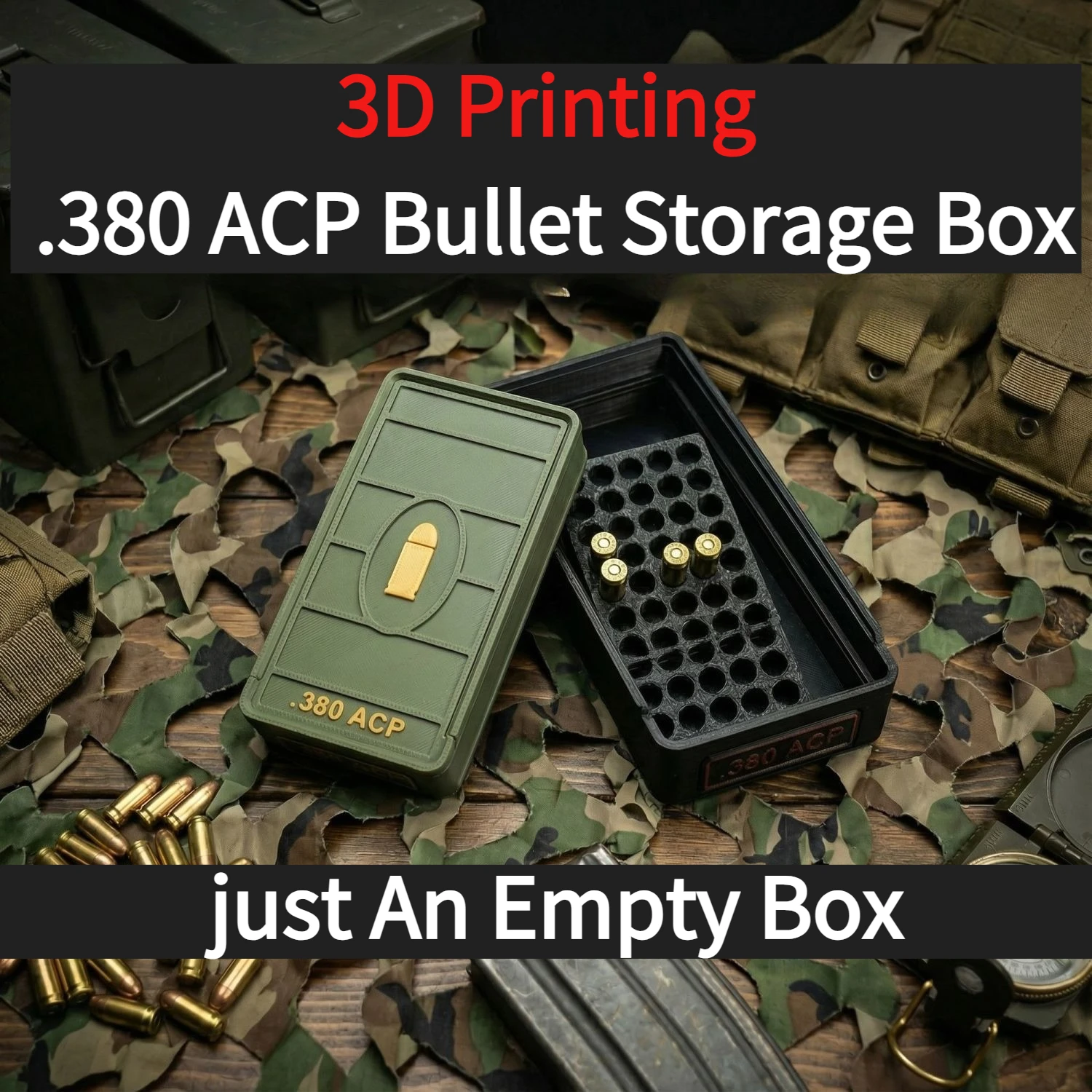 Коробка для хранения патронов .380 ACP, 3D-печать, 1 шт., подарок для коллекционеров, настольная коллекционная модель, только пустая коробка.
Коробка для хранения патронов .380 ACP, 3D-печать, 1 шт., подарок для коллекционеров, настольная коллекционная модель, только пустая коробка.
