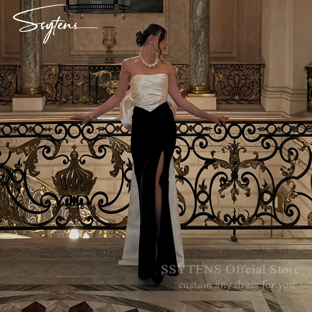 SSYTENS Customized Long Silk Mermaid robes de soirée Bow Black Strapless Backless Party Dresses Floor-Length Prom Dresses 2026
SSYTENS Customized Long Silk Mermaid robes de soirée Bow Black Strapless Backless Party Dresses Floor-Length Prom Dresses 2026