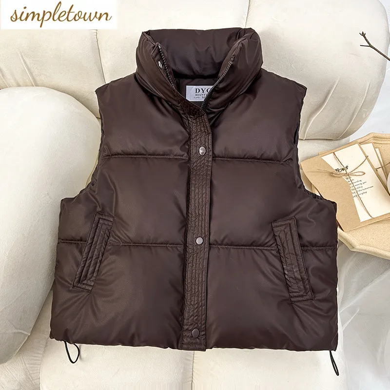 Down Cotton Short PU Leather Vest Women's Autumn and Winter New Sleeveless Stand Up Collar Warm Vest Fashionable Casual Top
Down Cotton Short PU Leather Vest Women's Autumn and Winter New Sleeveless Stand Up Collar Warm Vest Fashionable Casual Top