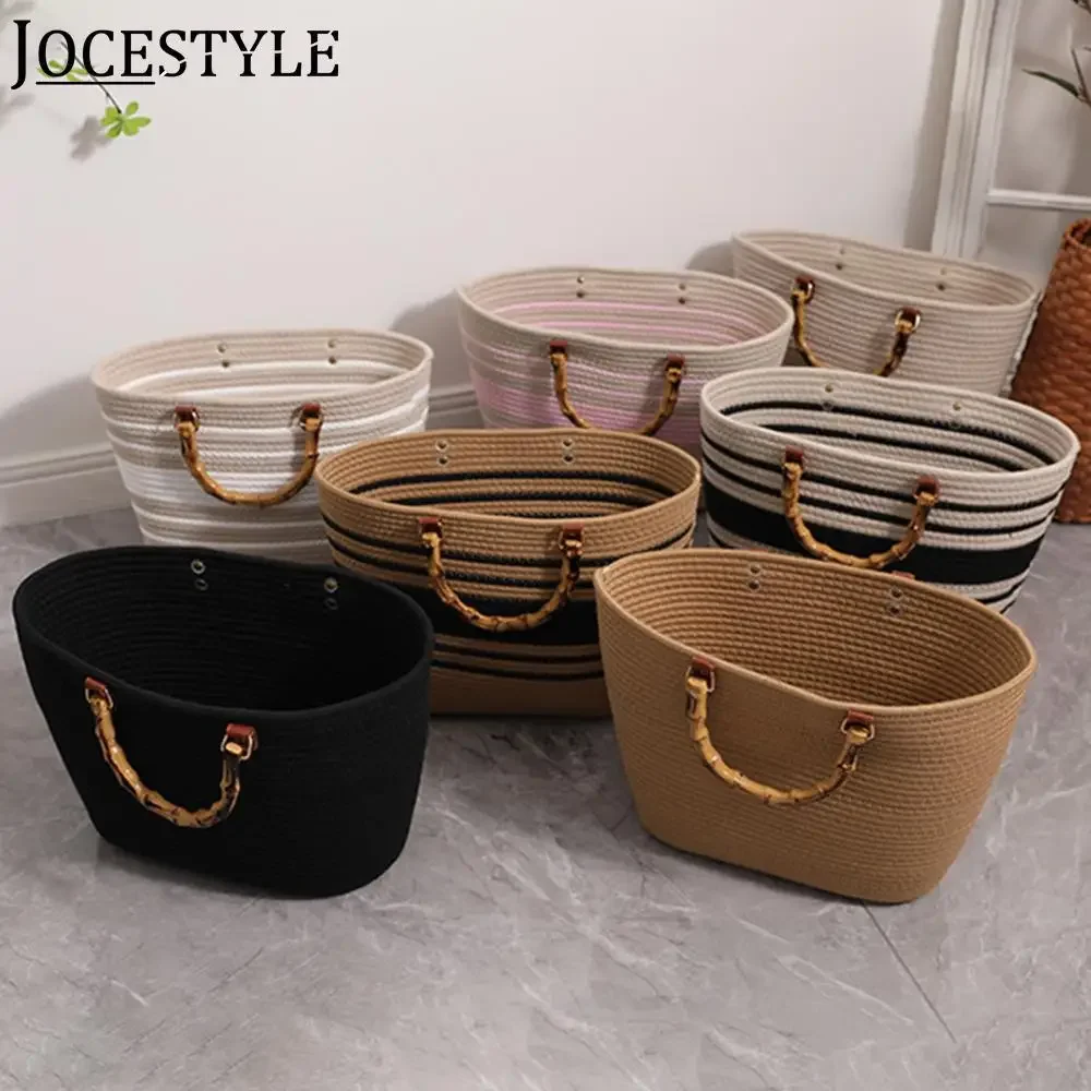 Cotton Woven Handbags Bamboo Handle Beach Vacation Bags Large Capacity Portable Casual Fashion Exquisite for Seaside Party
Cotton Woven Handbags Bamboo Handle Beach Vacation Bags Large Capacity Portable Casual Fashion Exquisite for Seaside Party