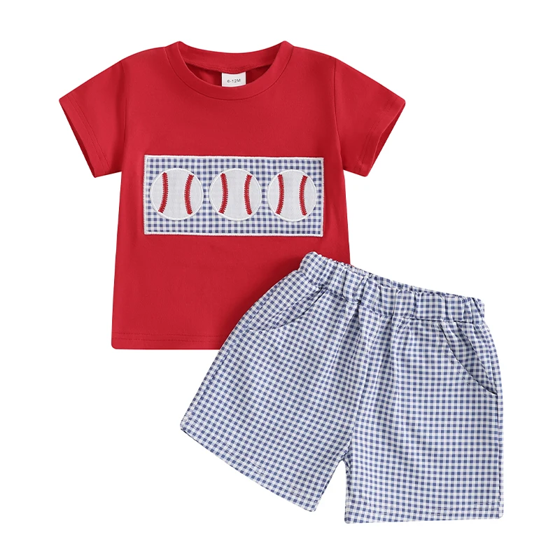 Toddler Baby Boy Summer Clothes Short Sleeve Embroidery Baseball T-shirt with Plaid Shorts Summer Outfits Set
Toddler Baby Boy Summer Clothes Short Sleeve Embroidery Baseball T-shirt with Plaid Shorts Summer Outfits Set