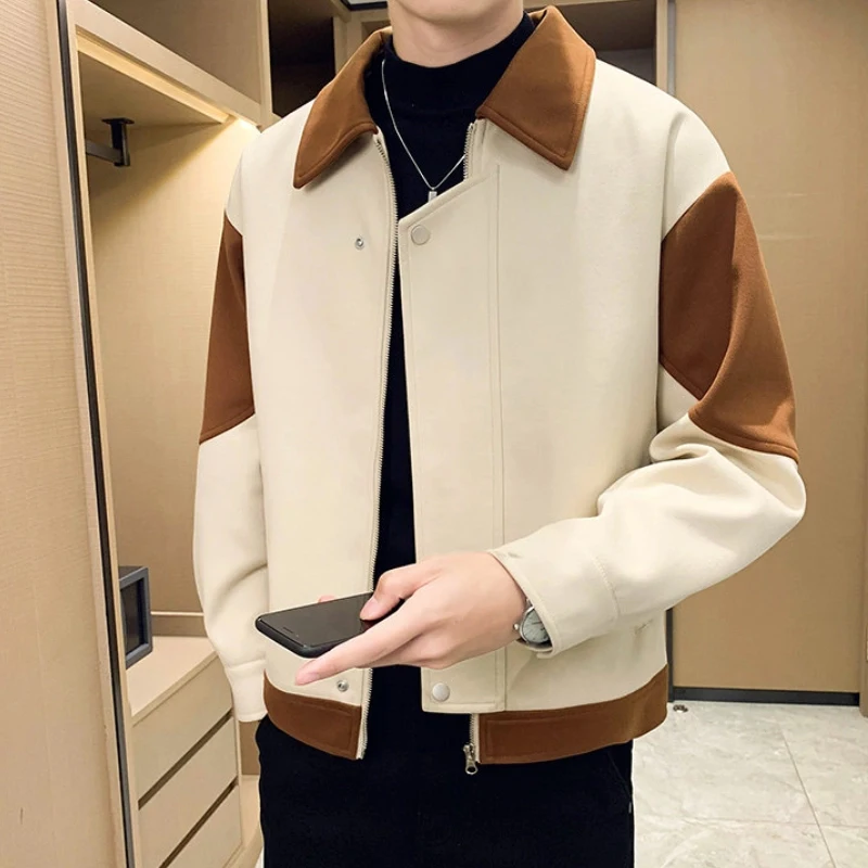 Men's Woolen Jaet ort Casual Turn-down Collar Color Blo Spring Autumn Faionable Leisure Top Polyester Fiber
Men's Woolen Jaet ort Casual Turn-down Collar Color Blo Spring Autumn Faionable Leisure Top Polyester Fiber