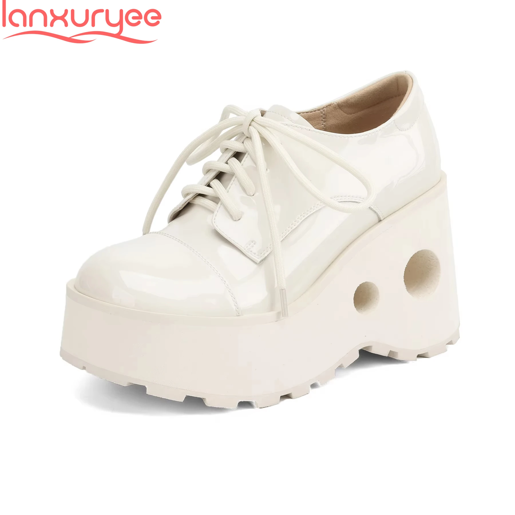 Lanxuryee 9cm Super High Cow Leather Thick Bottom Wedges Spring Casual Shoes Lace Up Platform Luxury Increased Sweet Women Pumps
Lanxuryee 9cm Super High Cow Leather Thick Bottom Wedges Spring Casual Shoes Lace Up Platform Luxury Increased Sweet Women Pumps